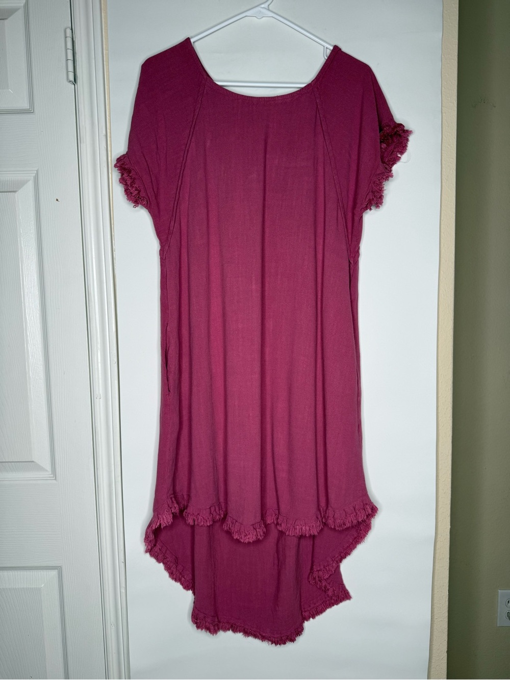 Umgee Mauve Pink High-Low Fringed Sleeve Dress - Picture 2 of 7